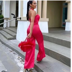 Brand new Zara satin jumpsuit in pink